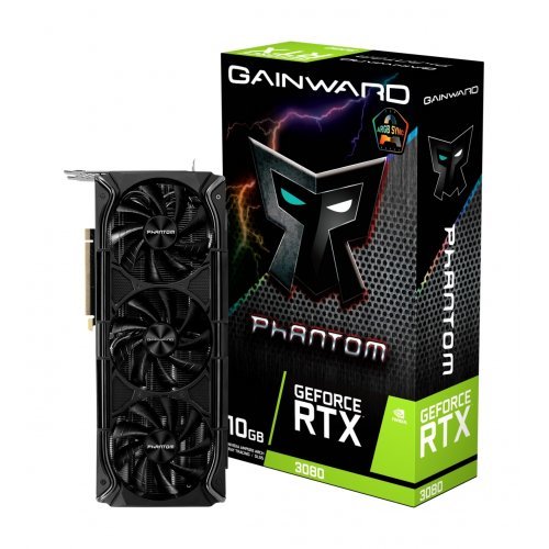 Видео карта Gainward GeForce RTX 3080 Phantom+ 10G LHR NED3080U19IA-1020M (2881) (снимка 1)