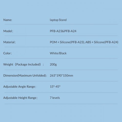 Стенд за лаптоп Orico PFB-A24-WH PFB-A24-WH-BP (снимка 20)