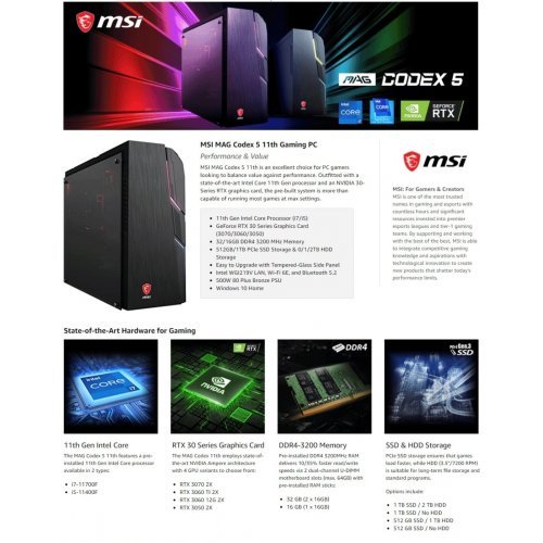 Настолен компютър MSI MAG CODEX 5 11TC-460EU 9S6-B930511-1087 (снимка 7)