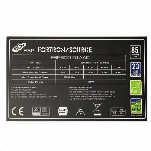 Захранващ блок Fortron FSP600-51AAC 9PA600AS00 (снимка 2)