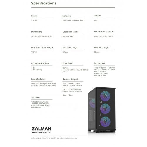 Компютърна кутия Zalman ZM-Z10-DUO (снимка 16)