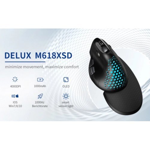 Мишка Mишка DELUX M618XSD вертикална USB/безжична/Bluetooth