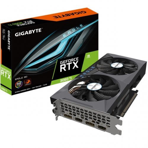 Видео карта Gigabyte GeForce RTX 3060 Ti EAGLE 8G (rev. 2.0) GV-N306TEAGLE-8GD 2.0 (снимка 1)