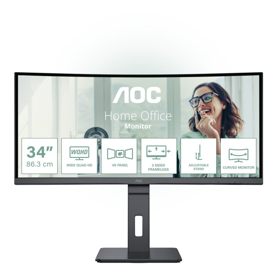 Монитор AOC 34" CU34P3CV, VA WLED, Curved 1500R, 3440x1440@100Hz, 4ms ...