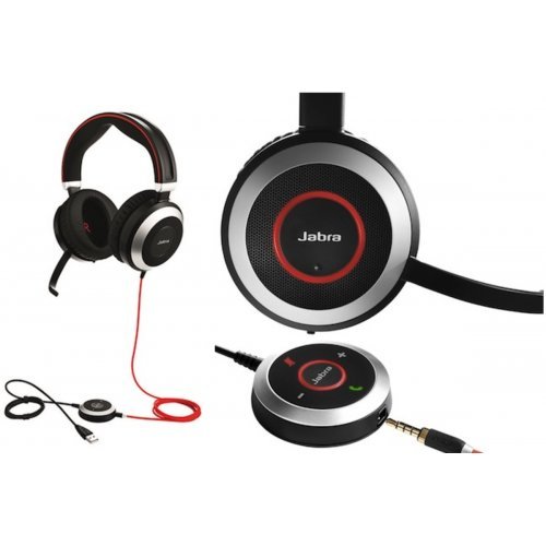 Колцентър слушалка Jabra EVOLVE 80 стерео слушалки, UC, ANC, USB & 3 ...