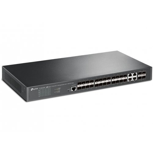 Суич TP-LINK TL-SG3428XF, 24 порта SFP L2+, 4xGigabit SFP+/RJ45 Combo слота