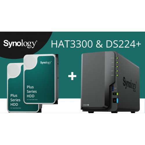 NAS устройство Synology DS224+/2XHAT3300-12T (снимка 1)