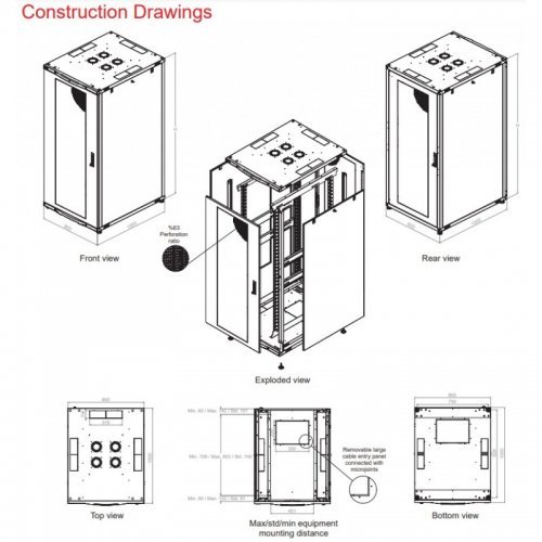Комуникационен шкаф Lande LN-CS42U8010-BL-JN-AA (снимка 4)