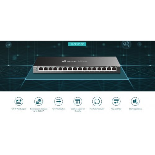 Суич TP-Link TL-SG116P (снимка 4)