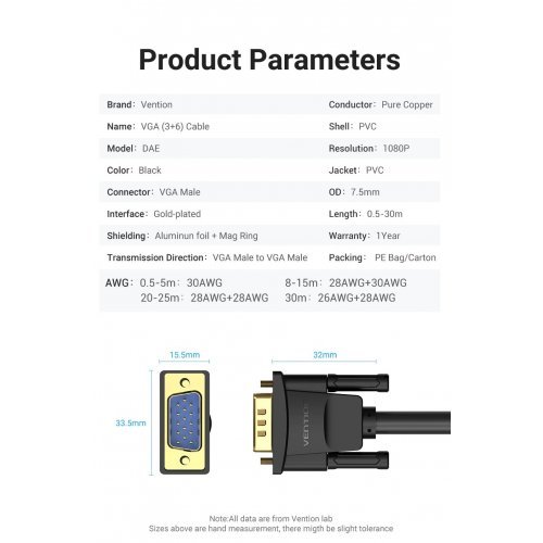 Видео кабел Vention DAEBG (снимка 7)