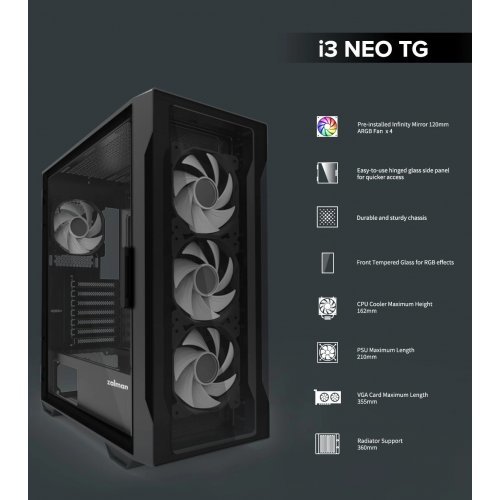 Компютърна кутия Zalman ZM-I3-NEO-TG-Black (снимка 13)