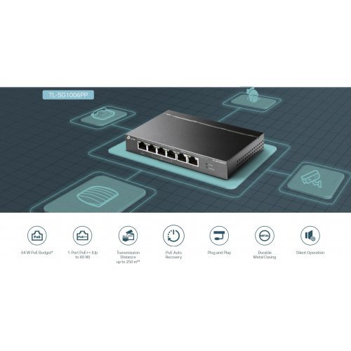 Суич TP-Link TL-SG1006PP (снимка 2)