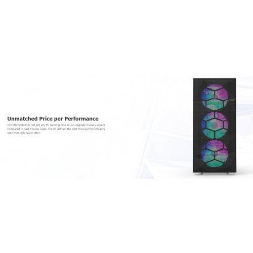 Компютърна кутия MONTECHPC MONTECH-X3-MESH-BK (снимка 3)