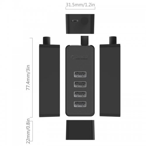 USB хъб Orico W5P-U2-100-BK-EP-HW (снимка 3)