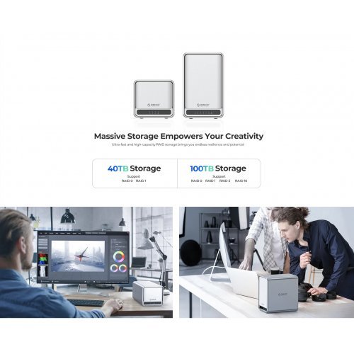 NAS устройство Orico TS200-EU-GY-BP (снимка 3)