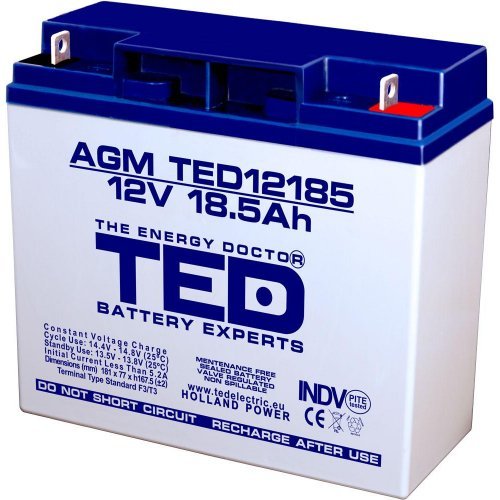 Батерия TED ELECTRIC TED-12V-18.5-AGM (снимка 1)