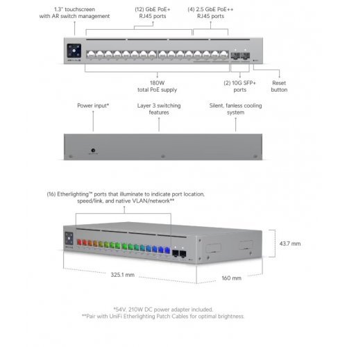 Суич Ubiquiti USW-Pro-Max-16-PoE (снимка 5)