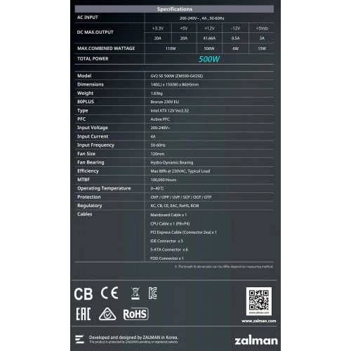 Захранващ блок Zalman ZM500-GV2-SE (снимка 18)
