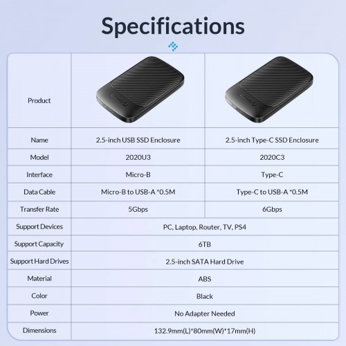 Кутия за диск Orico 2020C3-V1-BK-EP (снимка 17)