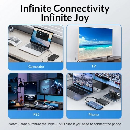 Кутия за диск Orico 25PW1C-C3-BK-EP (снимка 5)