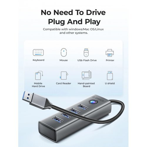 USB хъб Orico PDD4U-U3-015-GY-EP (снимка 7)