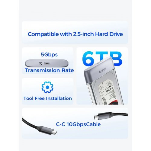 Кутия за диск Orico TX25C3-GY-BP (снимка 4)