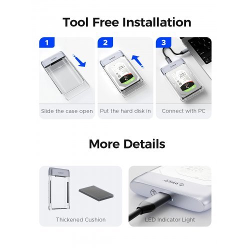 Кутия за диск Orico TX25C3-GY-BP (снимка 12)