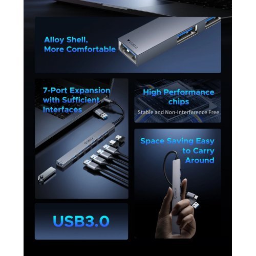 USB хъб Orico YSA4-U2-GY-BP (снимка 4)