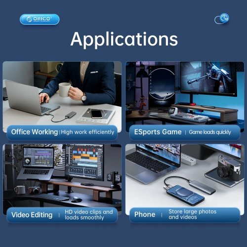 Кутия за диск Orico AM2C3-G2-GY-BP (снимка 9)