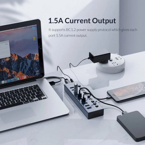 USB хъб Orico BT2U3-7AB-EU-GY-BP (снимка 11)