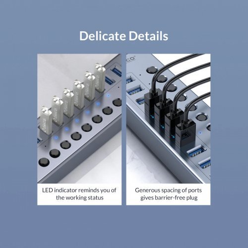 USB хъб Orico BT2U3-7AB-EU-GY-BP (снимка 16)