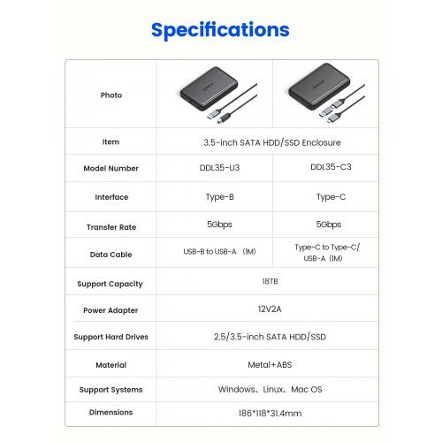 Кутия за диск Orico DDL35-U3-EU-BK-BP-HW (снимка 13)