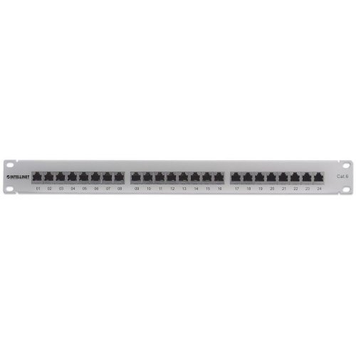 Пач панел INTELLINET 720014 :: Cat.6, Patch панел, 24-портов, FTP, сив